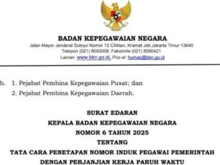 LINK Persyaratan Penetapan NIP PPPK Paruh Waktu, Surat Edaran Kepala BKN Nomor 6 Tahun 2025 - Tribunnewssultra.com