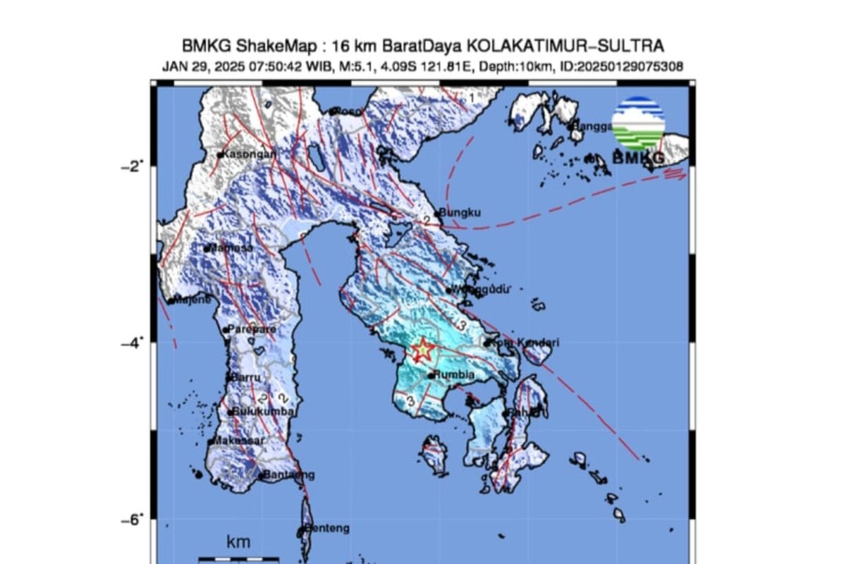 BMKG sebut gempa bumi magnitudo 5,1 kembali guncang Koltim