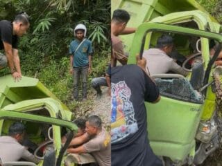 Truk Bermuatan Batu Split Terjun ke Jurang di Jalan Poros Kendari-Andoolo Konsel, Sopir Patah Tulang - Tribunnewssultra.com