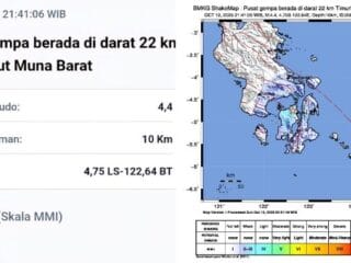 Gempa 4,4 Skala Richter di Muna Barat Sulawesi Tenggara, Terasa Sampai Muna - Tribunnewssultra.com